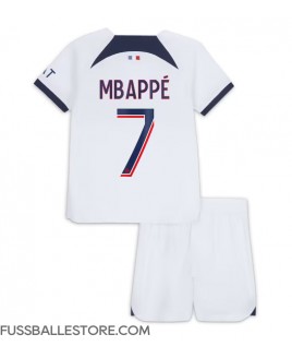 Günstige Paris Saint-Germain Kylian Mbappe #7 Auswärts Trikotsatzt Kinder 2023-24 Kurzarm (+ Kurze Hosen)